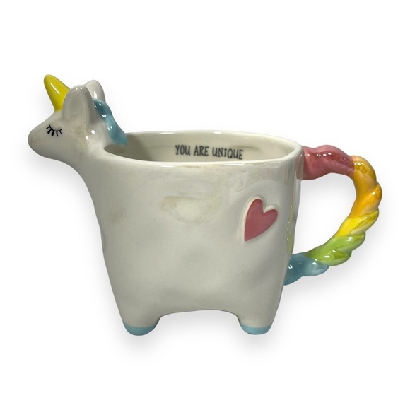 Tag Unicorn You Are Unique Iridescent Mug with Rainbow Handle - Picture 1 of 9